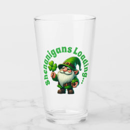Shenanigans Loading Funny St. Patrick's Gnome Glass