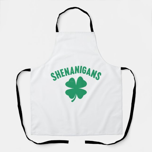 Shenanigans Shamrock St. Patrick's Day Retro  Apron (Front)