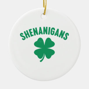 Shenanigans Shamrock St. Patrick's Day Retro Ceramic Tree Decoration