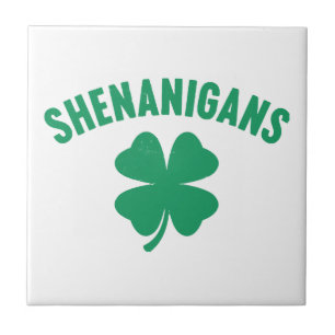 Shenanigans Shamrock St. Patrick's Day Retro Tile