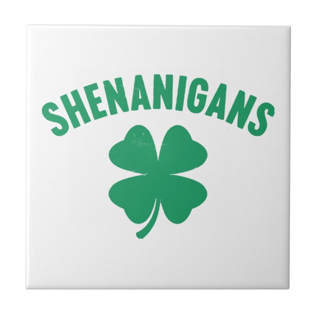 Shenanigans Shamrock St. Patrick's Day Retro  Tile (Front)