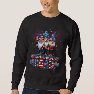 Shenanigans Squad 4th Of July Gnomes USA Flag Men  Sweatshirt