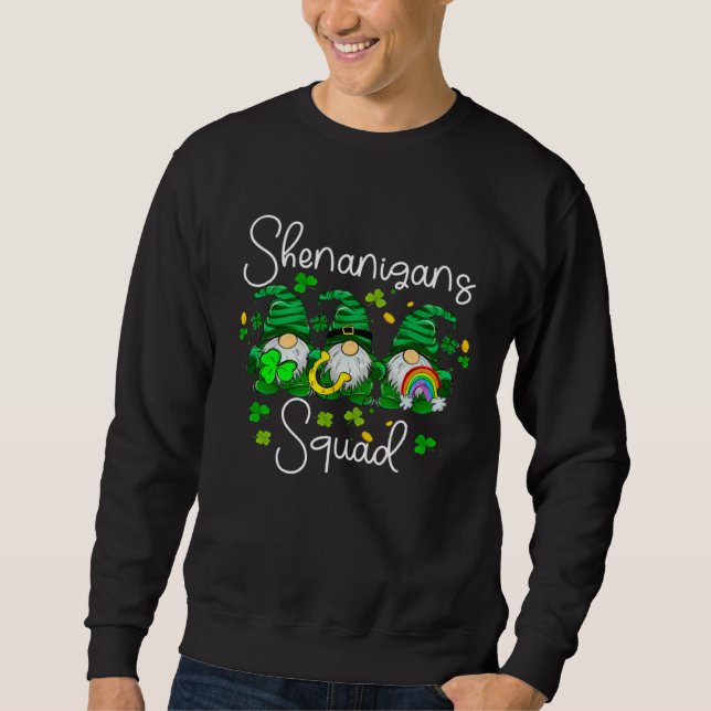 Shenanigans Squad Cute Gnomes rainbow Happy St Pat Sweatshirt (Front)