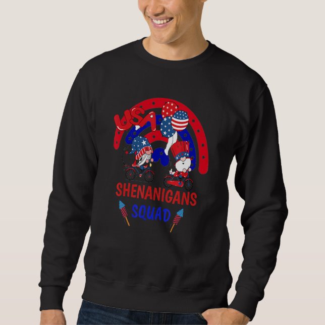Shenanigans Squad Gnomes  4th Of July American Fla Sweatshirt (Front)