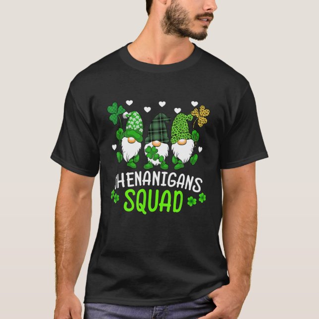 Shenanigans Squad Gnomes Green Proud Irish St Patr T-Shirt (Front)