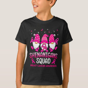 Shenanigans Squad Gnomes Pink Ribbon Breast Cancer T-Shirt