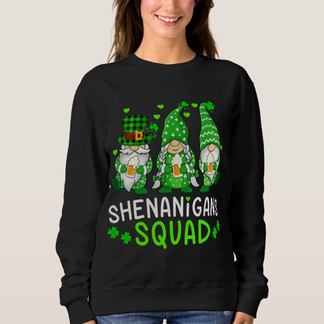 Shenanigans Squad Gnomes Shamrock Happy St Patrick Sweatshirt (Front)