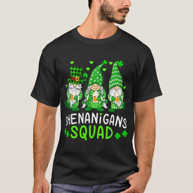Shenanigans Squad Gnomes Shamrock Happy St Patrick T-Shirt (Front)