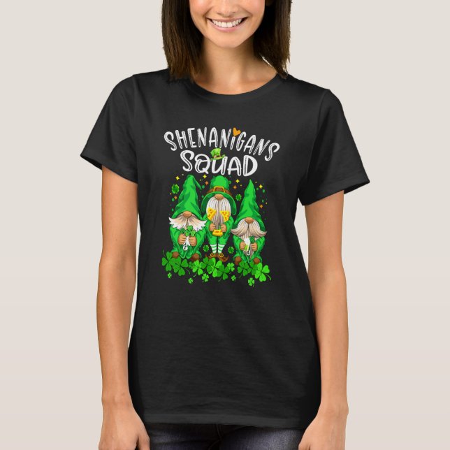 Shenanigans Squad Gnomes Shamrock Happy St Patrick T-Shirt (Front)
