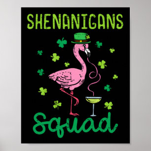 Shenanigans Squad Irish Flamingo St Patricks Day B Poster