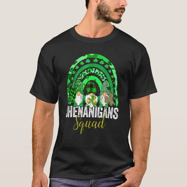 Shenanigans Squad Irish Gnomes Rainbow St Patrick' T-Shirt (Front)