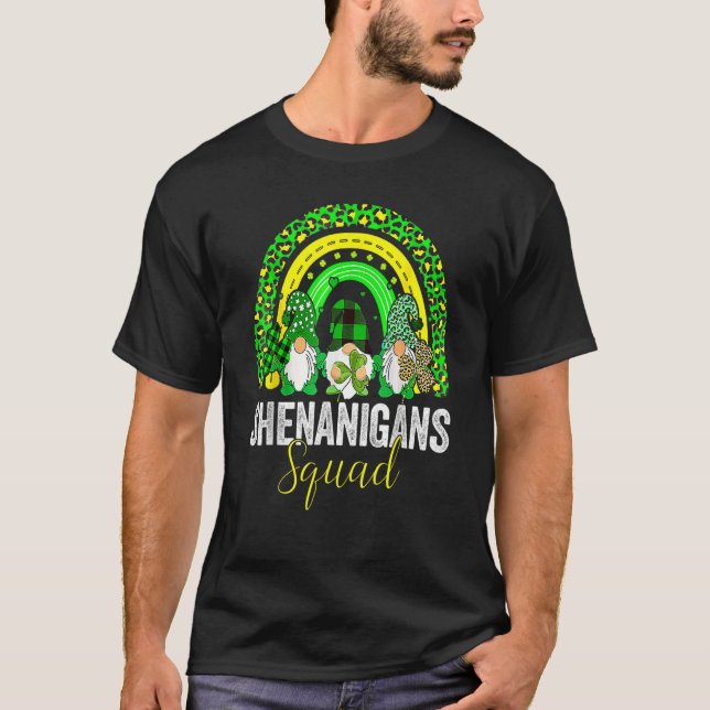 Shenanigans Squad Irish Gnomes Rainbow St Patrick' T-Shirt (Front)