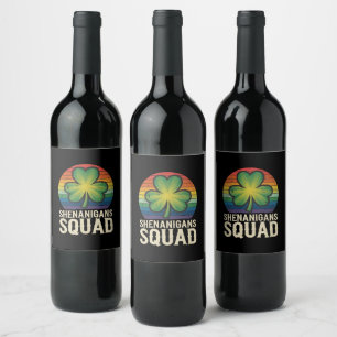 Shenanigans Squad Matching St Patricks Day Group Wine Label
