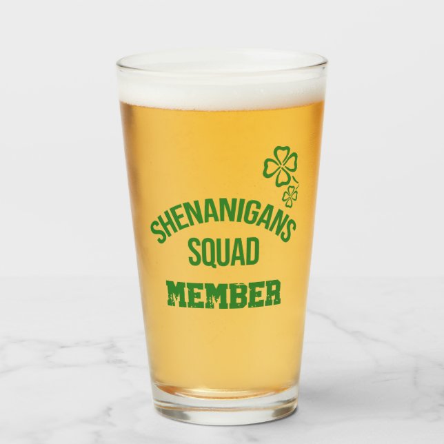 Shenanigans Squad Member Beer Glass (Front Filled)