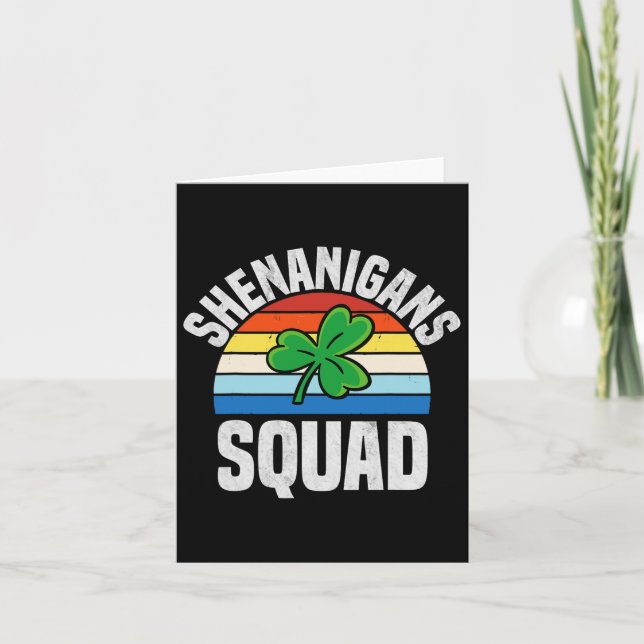 Shenanigans Squad Shamrocks Irish Funny St Patrick Card (Front)