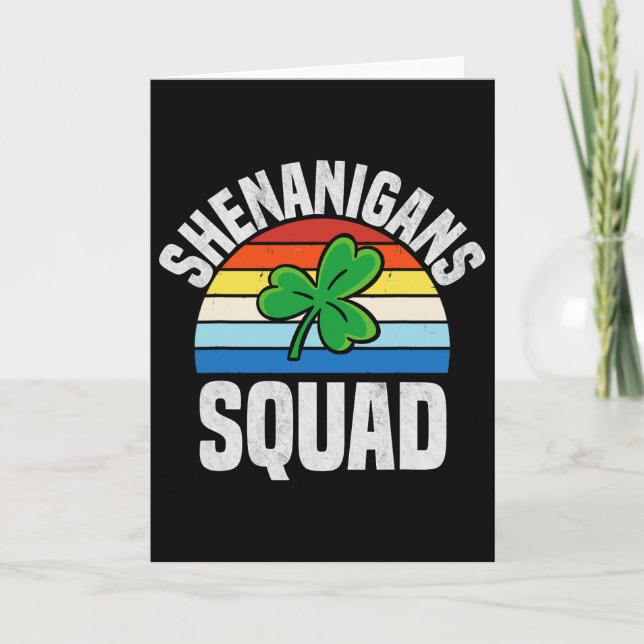 Shenanigans Squad Shamrocks Irish Funny St Patrick Card (Front)