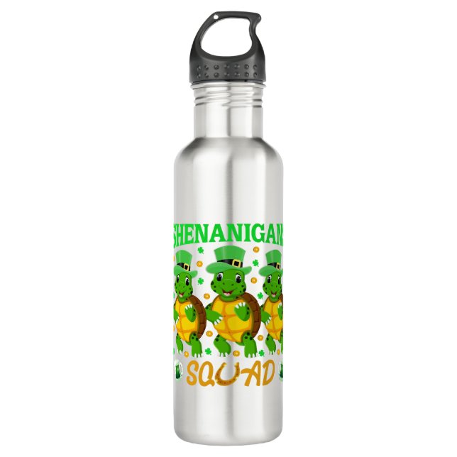 Shenanigans Squad St. Patrick’s Day Cute Turtle 710 Ml Water Bottle (Front)