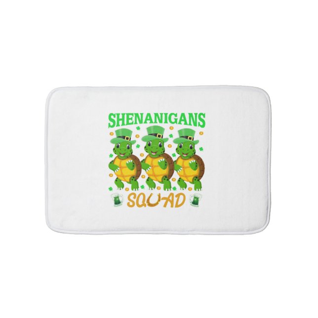 Shenanigans Squad St. Patrick’s Day Cute Turtle Bath Mat (Front)