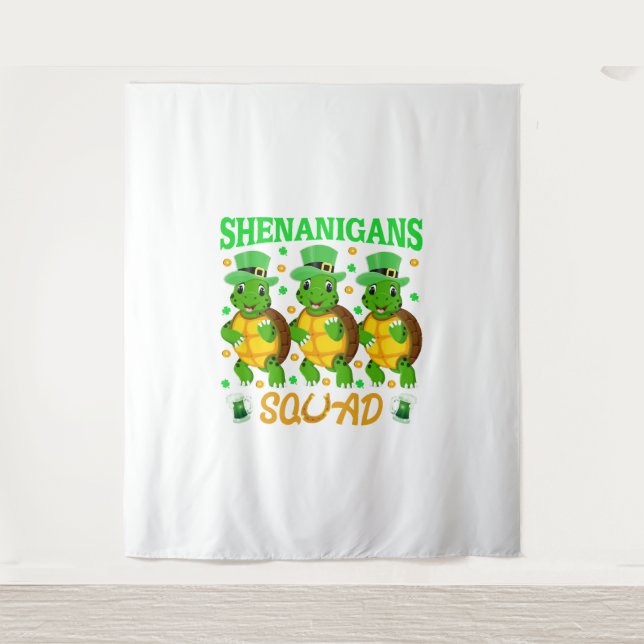 Shenanigans Squad St. Patrick’s Day Cute Turtle Tapestry (Front)