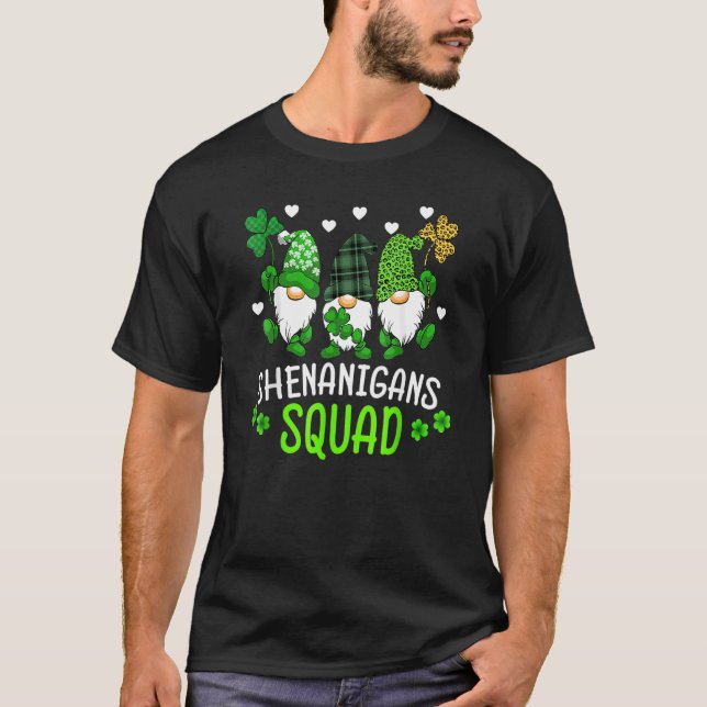 Shenanigans Squad St Patricks Day Gnomes Green Pro T-Shirt (Front)