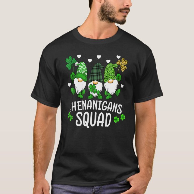 Shenanigans Squad St Patricks Day Gnomes Green Pro T-Shirt (Front)