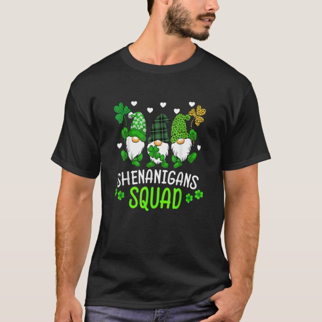 Shenanigans Squad St Patricks Day Gnomes Green Pro T-Shirt (Front)