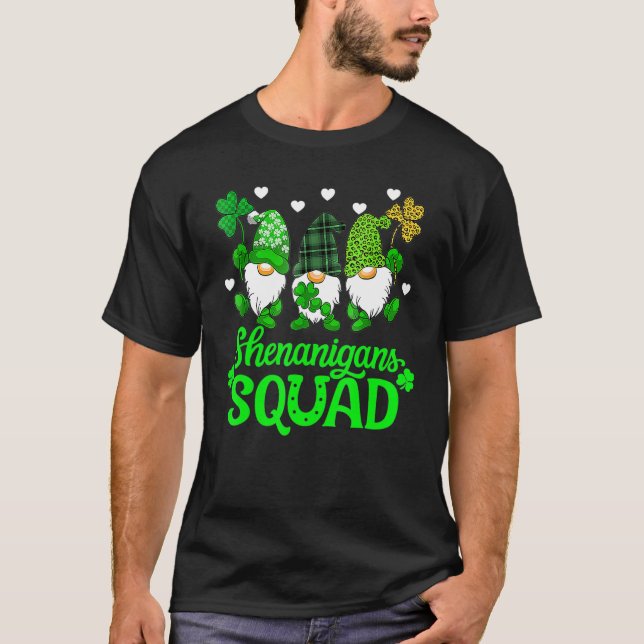Shenanigans Squad St Patricks Day Gnomes Green Pro T-Shirt (Front)