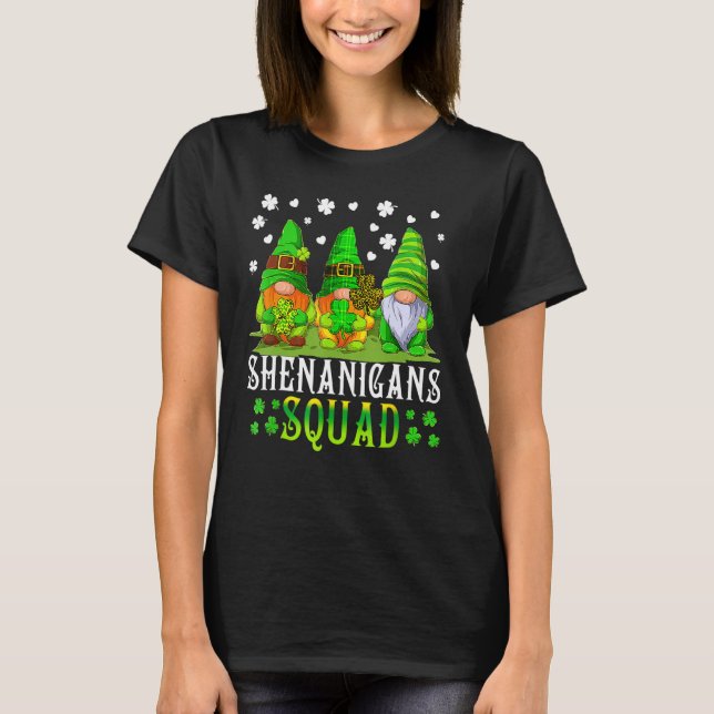 Shenanigans Squad St Patricks Day Gnomes Green Pro T-Shirt (Front)