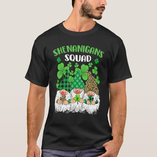 Shenanigans Squad St Patricks Day Gnomes Green Pro T-Shirt (Front)