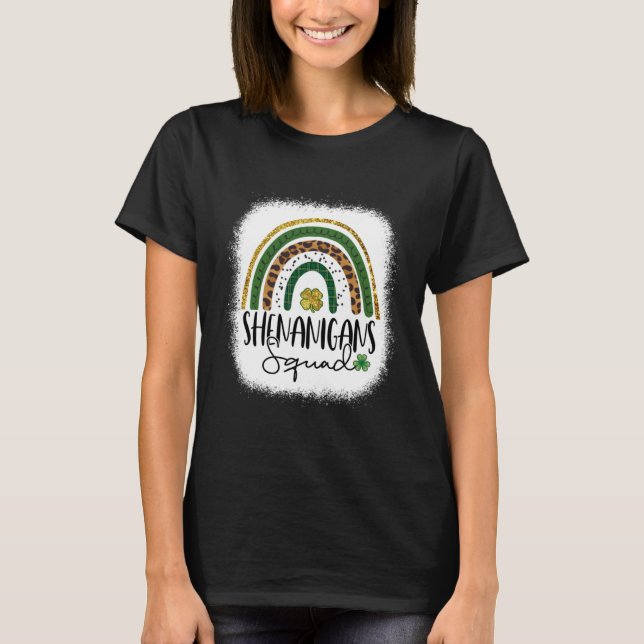 Shenanigans Squad St Patrick's Day Rainbow Shamroc T-Shirt (Front)