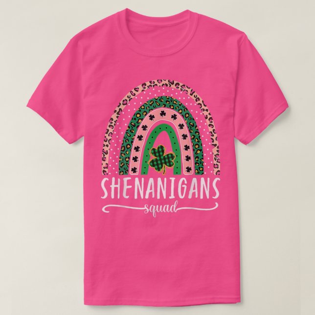 Shenanigans Squad St Patrick's Day Rainbow Shamroc T-Shirt (Design Front)
