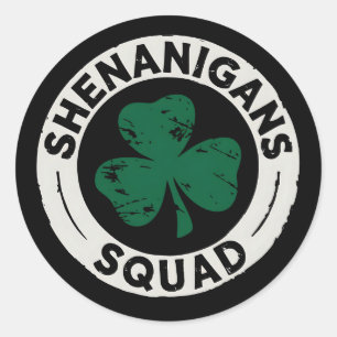 Shenanigans Squad St Patrick's Day Shamrock Classic Round Sticker