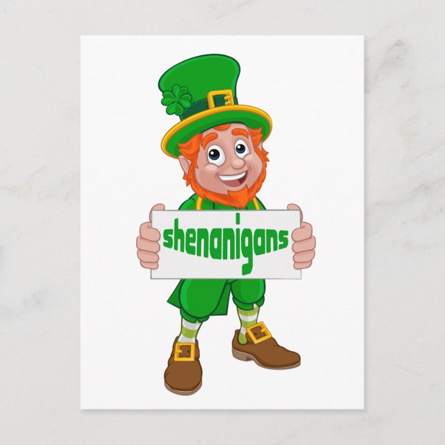 Shenanigans St. Patrick's Day Leprechaun St Pattys Postcard (Front)