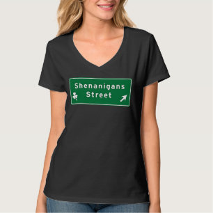 Shenanigans Street Sign Kids Teachers St Patricks T-Shirt