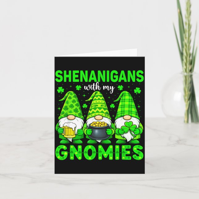 Shenanigans with gnomies st patricks day gnome men card (Front)