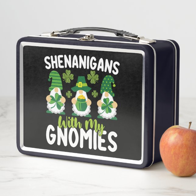 Shenanigans With My Gnomies Gnome St Patrick's Day Metal Lunch Box (In Situ)