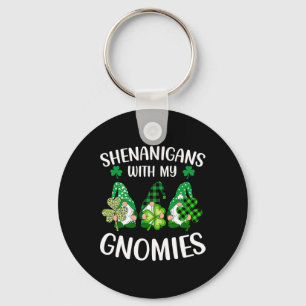 Shenanigans With My Gnomies Shamrock St Patrick's  Key Ring