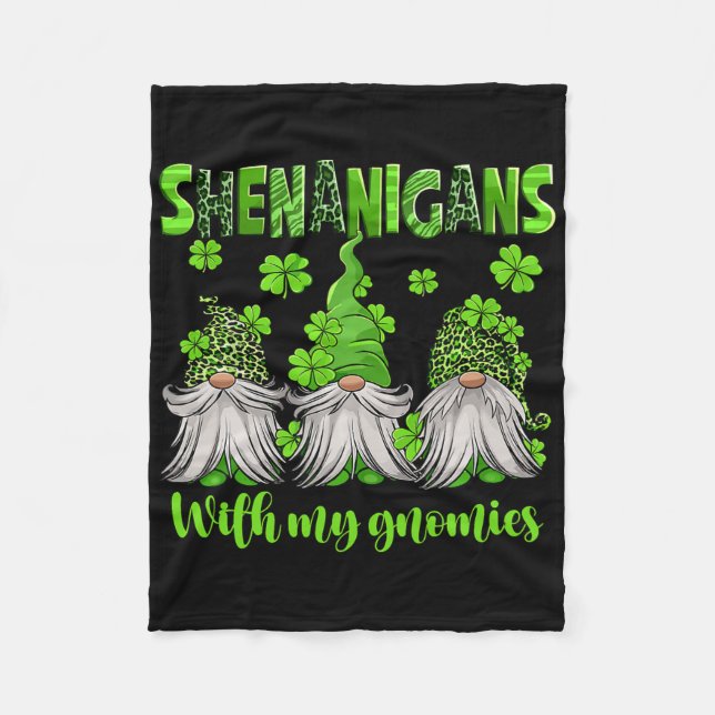 Shenanigans With My Gnomies St. Patrick's Day Gnom Fleece Blanket (Front)
