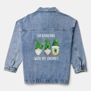 Shenanigans With My Gnomies St Patrick's Day Gnome Denim Jacket