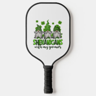 Shenanigans With My Gnomies St Patrick's Day Gnome Pickleball Paddle