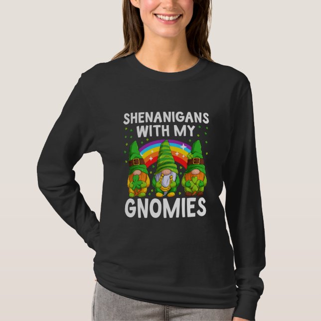 Shenanigans With My Gnomies St Patrick's Day Gnome T-Shirt (Front)