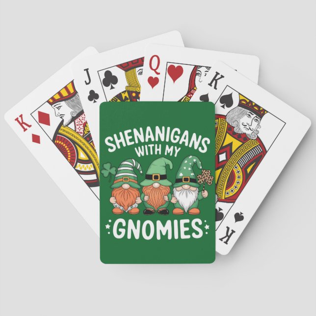 Shenanigans With My Gnomies St Patrick's Day Irish Playing Cards (Back)