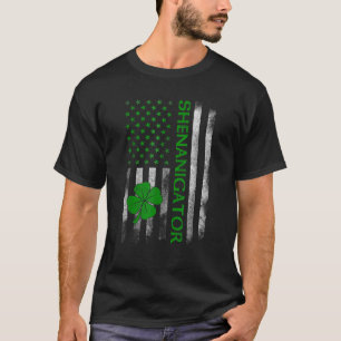 Shenanigator St Patrick s Day Irish American Flag T-Shirt