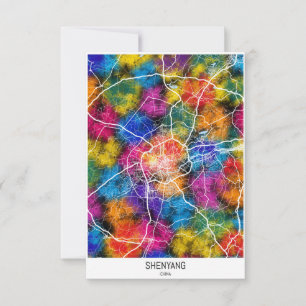 Shenyang China City Map Thank You Card