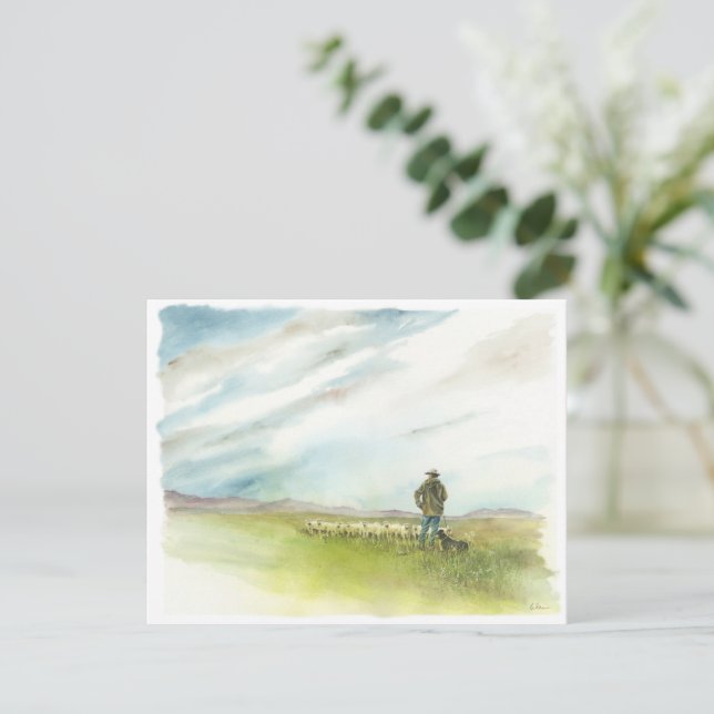 Shepherd and sheep All Occasion Note Card (Standing Front)