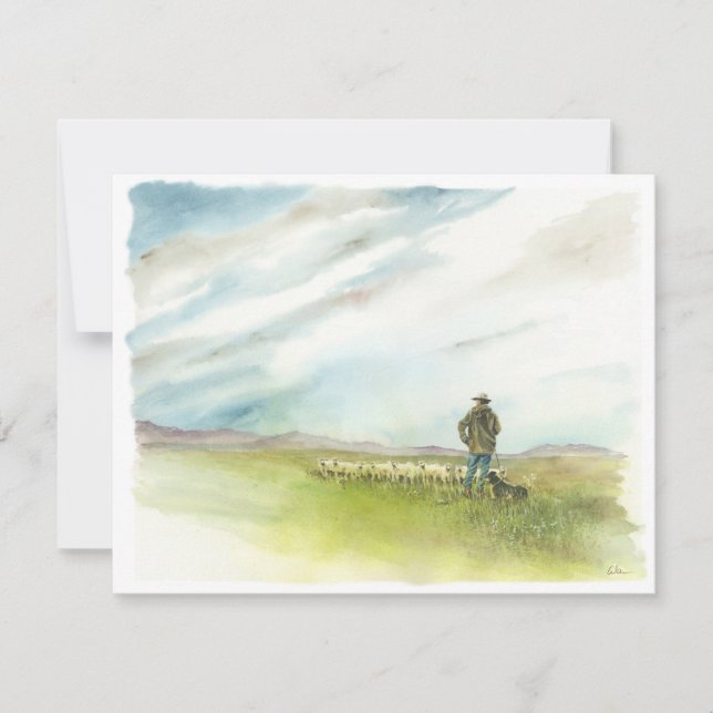Shepherd and sheep All Occasion Note Card (Front)