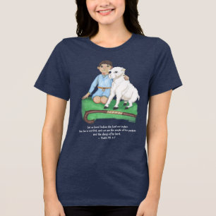 Shepherd boy and lamb psalm Christian T-Shirt Tri-Blend Shirt