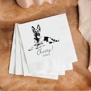 Shepherd Dog Cheers Dog Custom Cocktail Napkin