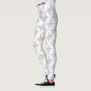 Shepherd dog illustration floral blue leggings