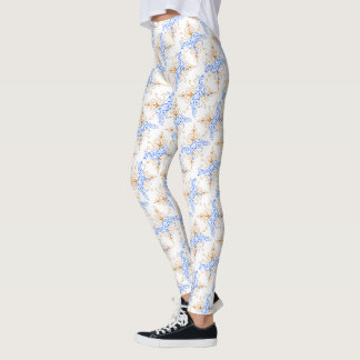 Shepherd dog illustration floral blue leggings